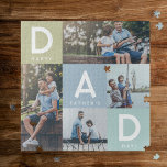 Puzzle Feliz Día de los Padres Papá Moderno Múltiple Cuad<br><div class="desc">Envía un bello rompecabezas personalizado a tu padre que apreciará para siempre. Rompecabezas especiales de collage de fotos personalizadas para mostrar tus propias fotos y recuerdos familiares especiales. Nuestro diseño presenta un sencillo diseño de cuadrículas fotográficas de 4 fotos con letras "dad" mostradas en el diseño de la rejilla junto...</div>