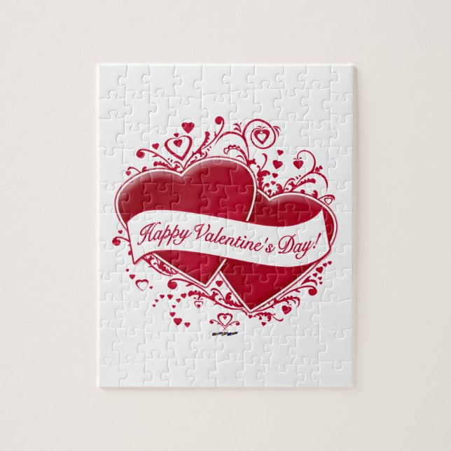 Puzzle ¡Feliz Día de San Valentín! Corazones rojos (Vertical)