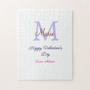 Puzzle Feliz día de San Valentín en pastel morado rosa mo