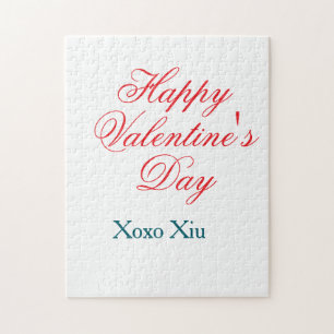 Puzzle Feliz día de San Valentín rojo azul xoxo amor nomb