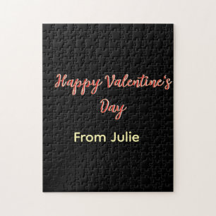 Puzzle Feliz día de San Valentín rojo negro de nombre ele
