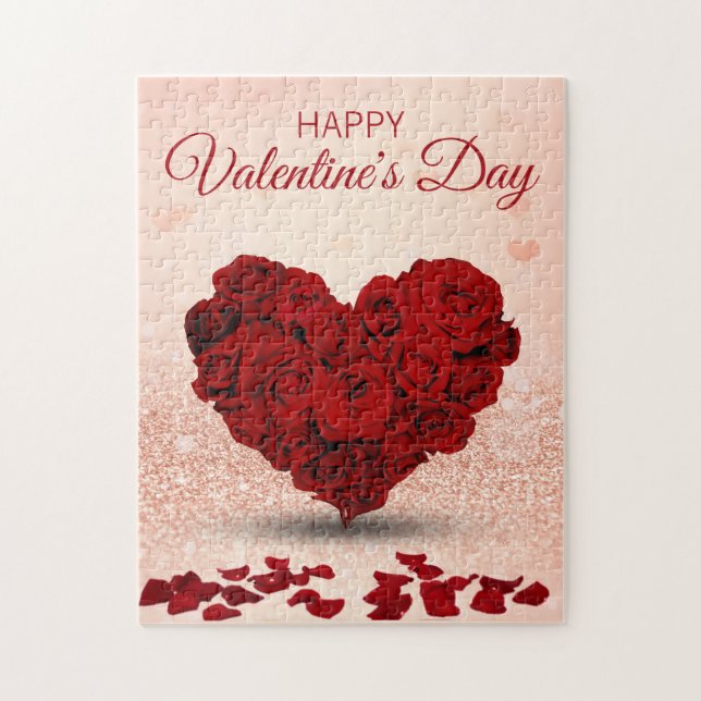 Puzzle Feliz Día de San Valentín, Rose Bouquet Heart (Vertical)