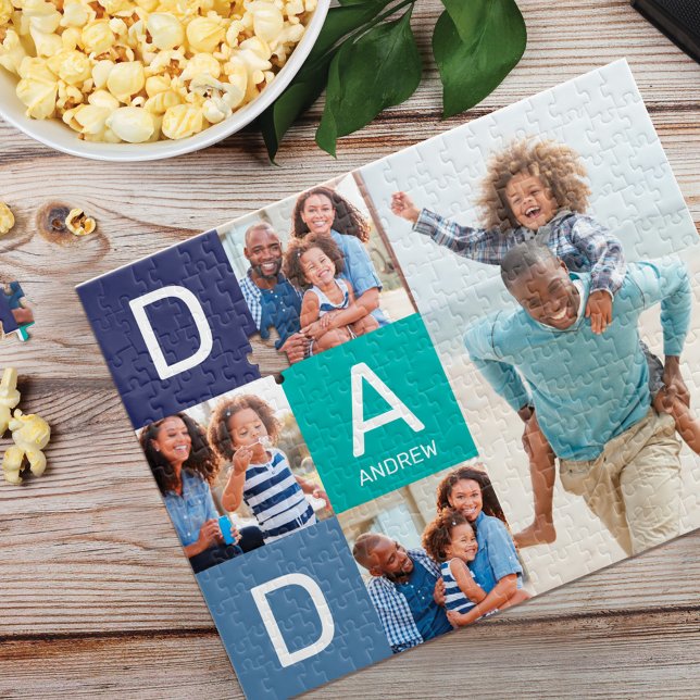 Puzzle Feliz Día del Padre papá, Collage de fotos familia (Happy Father's Day Dad, Family Photo Collage Jigsaw Puzzle)