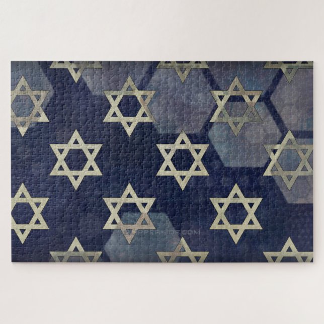 Puzzle Feliz Estrella de Hanukkah de David menorah Dreide (Horizontal)
