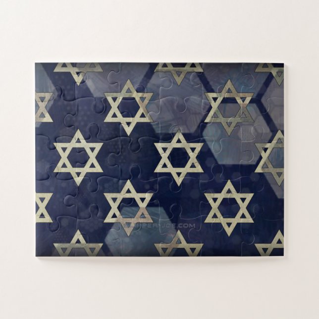 Puzzle Feliz Estrella de Hanukkah de David menorah Dreide (Horizontal)