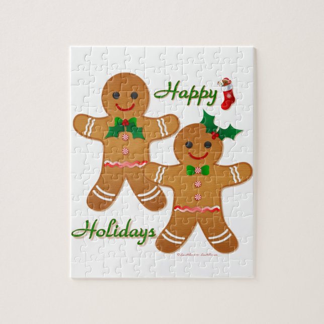 Puzzle Feliz feriado Gingerbread Man Boy Chica (Vertical)
