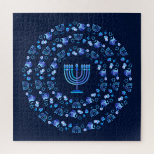 Puzzle Feliz Festival Hanukkah de Luces Paty Mandala