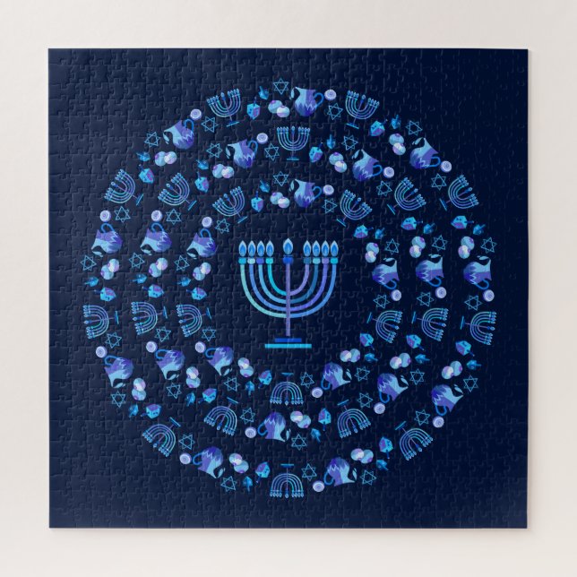 Puzzle Feliz Festival Hanukkah de Luces Paty Mandala (Vertical)