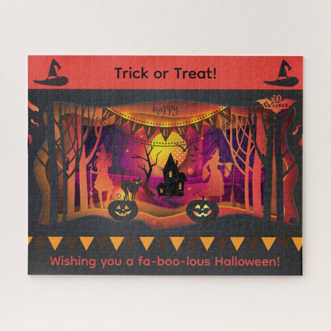 Puzzle Feliz Fiesta de Halloween "Trate o Truco" programa (Horizontal)