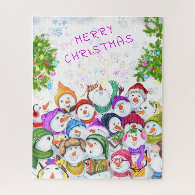 Puzzle Feliz Gracioso Snowmans Feliz Navidad (Vertical)
