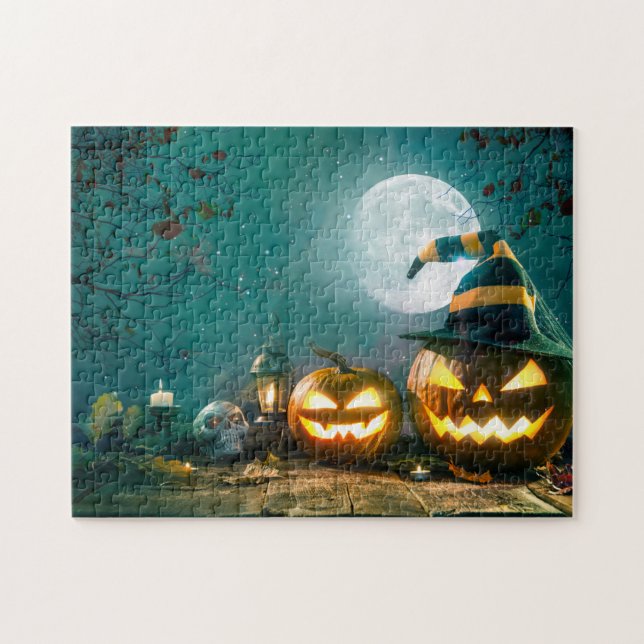 Puzzle Feliz Halloween Art Gracioso Jack O Lantern Hallow (Horizontal)