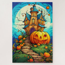Puzzle Feliz Halloween | Calabaza y casa embrujada