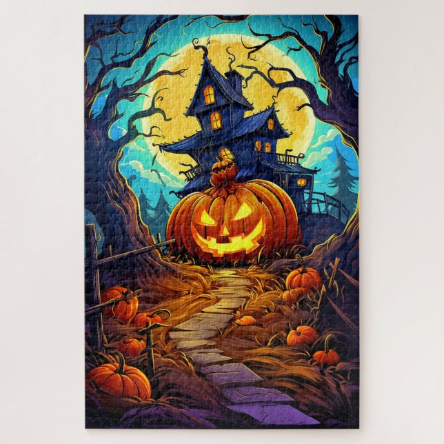 Puzzle Feliz Halloween | Casa embrujada linda (Vertical)