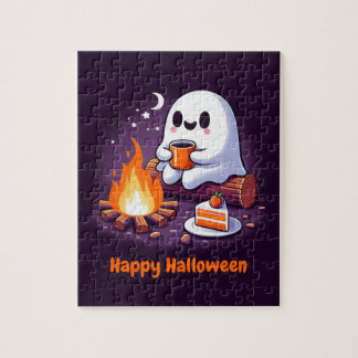 Puzzle Feliz Halloween con café fantasma