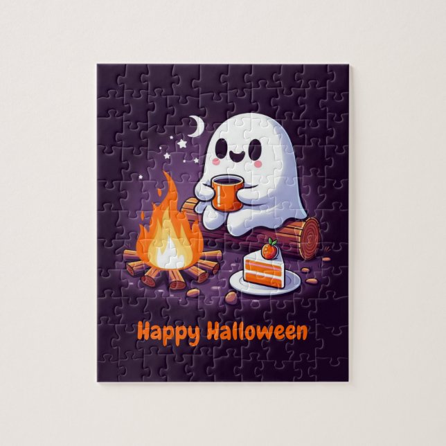 Puzzle Feliz Halloween con café fantasma (Vertical)