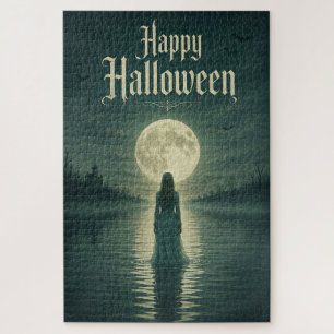 Puzzle Feliz Halloween Etéreo Silueta Gótica Bajo la Luz