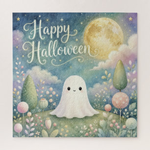 Puzzle Feliz Halloween Fantasma Lindo Jardín Pastel
