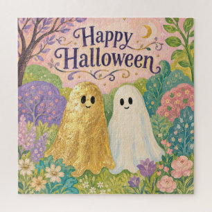 Puzzle Feliz Halloween Jardín de Flores Fantasma Lindo