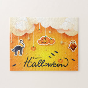 Puzzle Feliz Halloween sobre las nubes