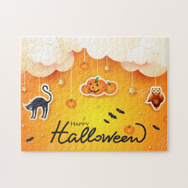 Puzzle Feliz Halloween sobre las nubes (Horizontal)
