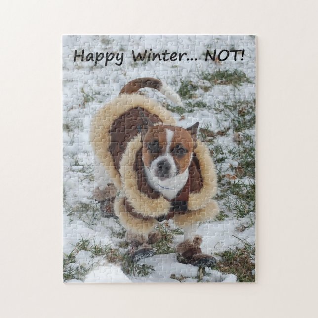 Puzzle ¡Feliz invierno no! Chihuahua (Vertical)