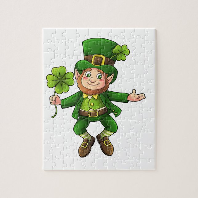 Puzzle Feliz Leprechaun y Shamrock (Vertical)