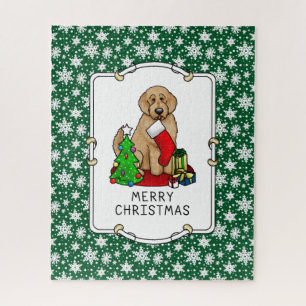 Puzzle Feliz Navidad 2 Goldendoodle (rojo dorado) Cute