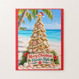 Puzzle Feliz Navidad al Estilo Florida Árbol de Playa Tro