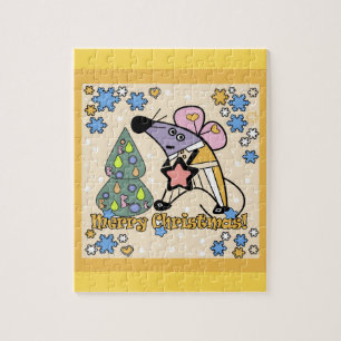 Puzzle Feliz Navidad Año Nuevo Símbolo Mouse Personalizad