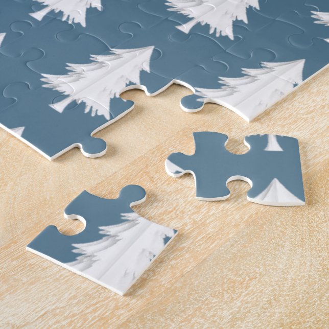 Puzzle Feliz Navidad Árbol Azul Más Puro Blanco Perla (Lado)