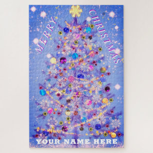 Puzzle Feliz Navidad Árbol de Navidad festivo - Tu nombre