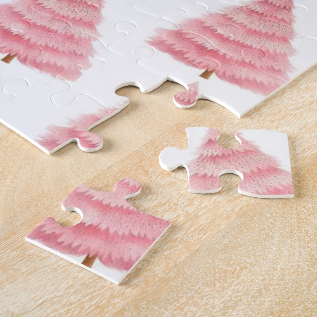 Puzzle Feliz Navidad Árbol Rosa (Lado)