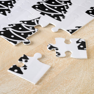 Puzzle Feliz Navidad árboles de Navidad en blanco y negro