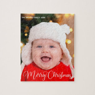 Puzzle Feliz Navidad Bebé Foto Cute regalo personalizado