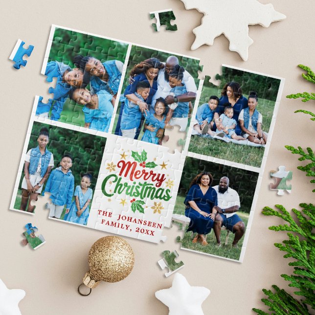 Puzzle Feliz Navidad Collage de fotos en familia Juegos f (Subido por el creador)