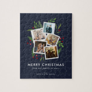 Puzzle Feliz Navidad Collage Personalizado Modern Holly
