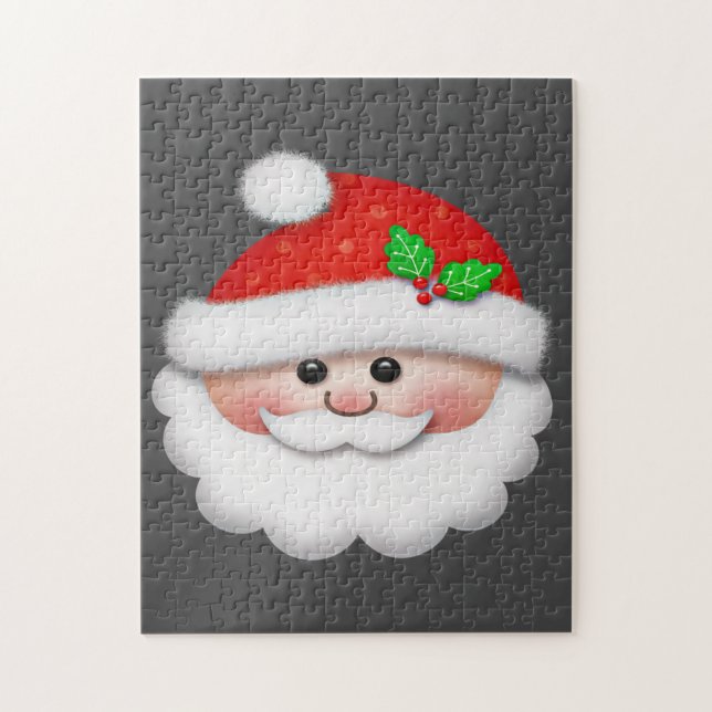 Puzzle Feliz Navidad con la cara de Papá Noel para los ni (Vertical)