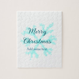 Puzzle Feliz Navidad copos de nieve azul purpurina chispa