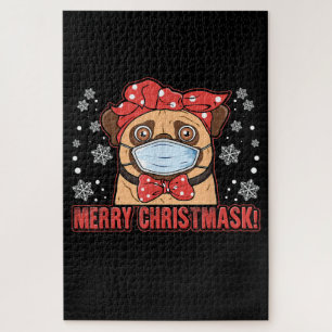 Puzzle Feliz Navidad Cute Pug Perro Raza Furry