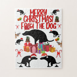 Puzzle Feliz Navidad del perro que caga - Divertidas Fies