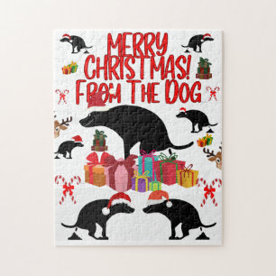 Puzzle Feliz Navidad del perro que caga - Divertidas Fies