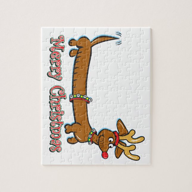 Puzzle Feliz Navidad Doxie (Vertical)