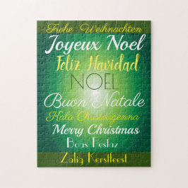 Puzzle "¡Feliz Navidad!" En muchos idiomas sobre el verde
