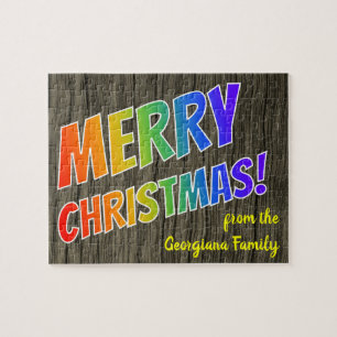 Puzzle "¡FELIZ NAVIDAD!" en texto arcoiris, apariencia de