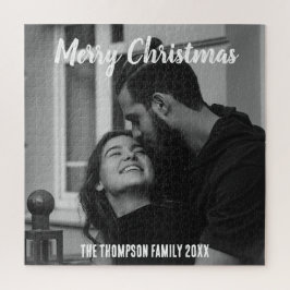 Puzzle Feliz Navidad estilo de escritura en blanco y negr