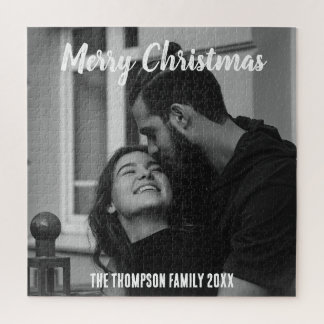 Puzzle Feliz Navidad estilo de escritura en blanco y negr