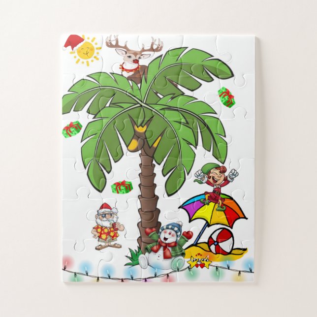 Puzzle Feliz Navidad Fiesta de Santa en la Playa  (Vertical)