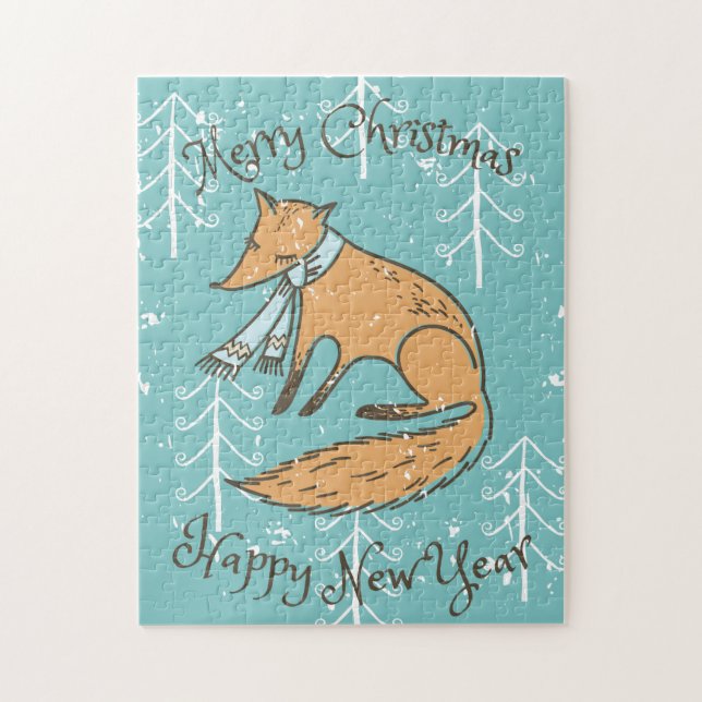Puzzle Feliz Navidad Fox Cozy (Vertical)
