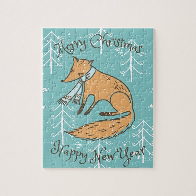 Puzzle Feliz Navidad Fox Cozy (Vertical)