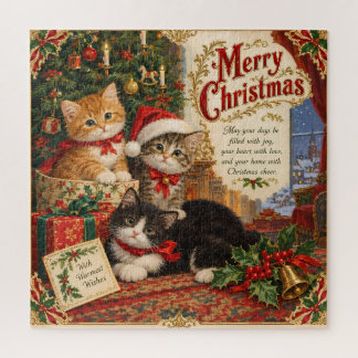 Puzzle Feliz Navidad Gatitos Lindos Vintage